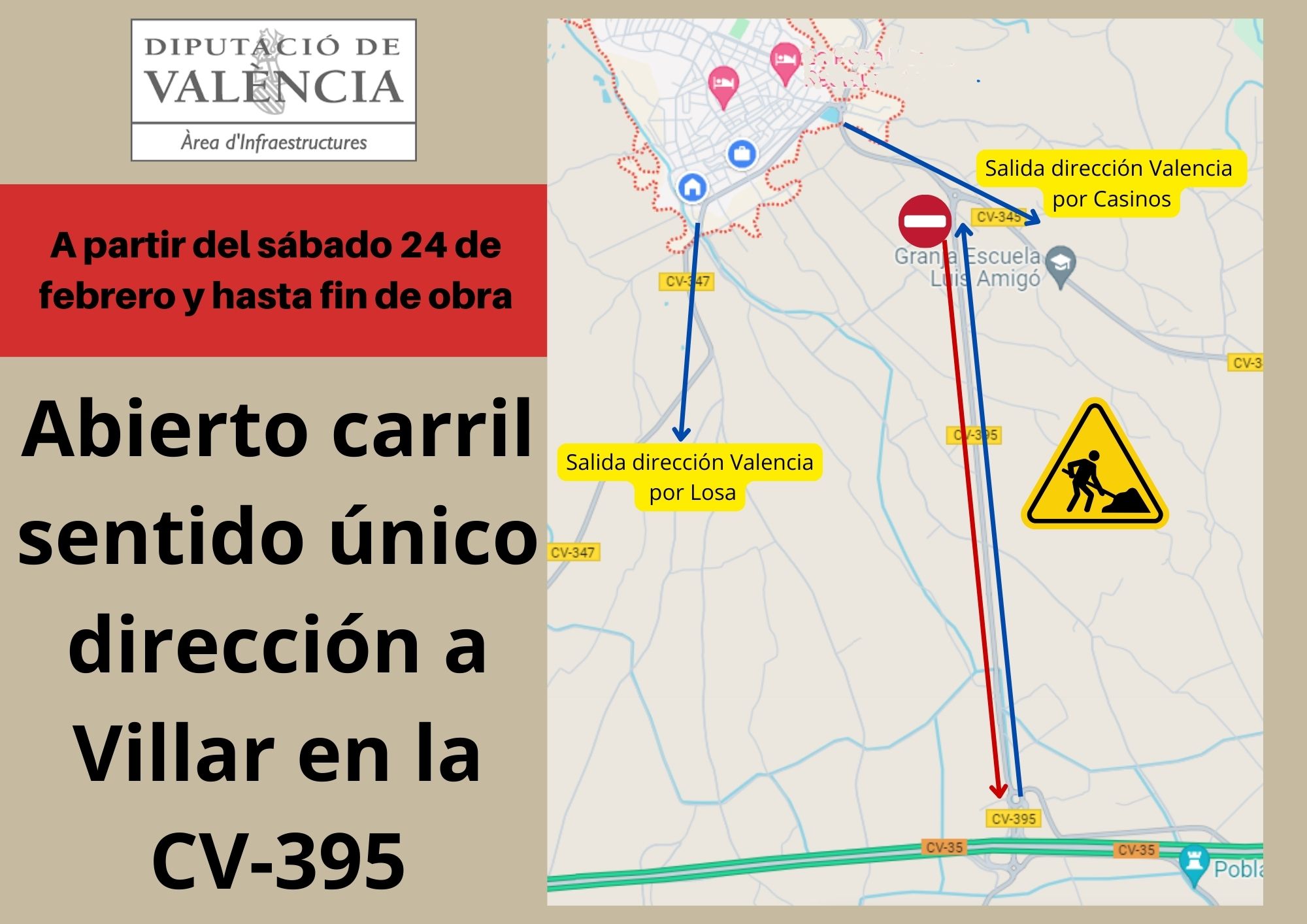 Carretera cortada CV-395. Imagen Diputación de Valencia
