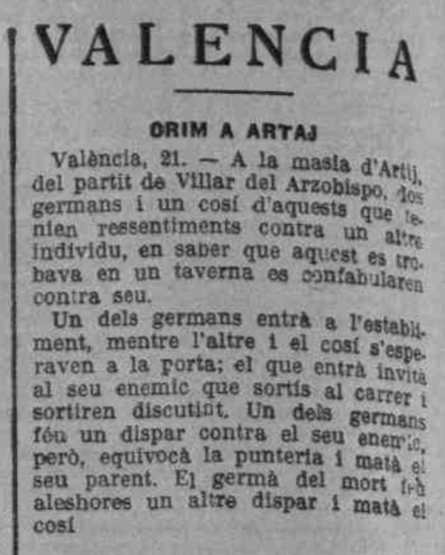 Recorte periodico La Veu de Catalunya con la noticia