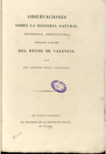 Cavanilles - Observaciones sobre la historia natural, geografía, agricultura, población y frutos del Reyno de Valencia - 2 tomos 