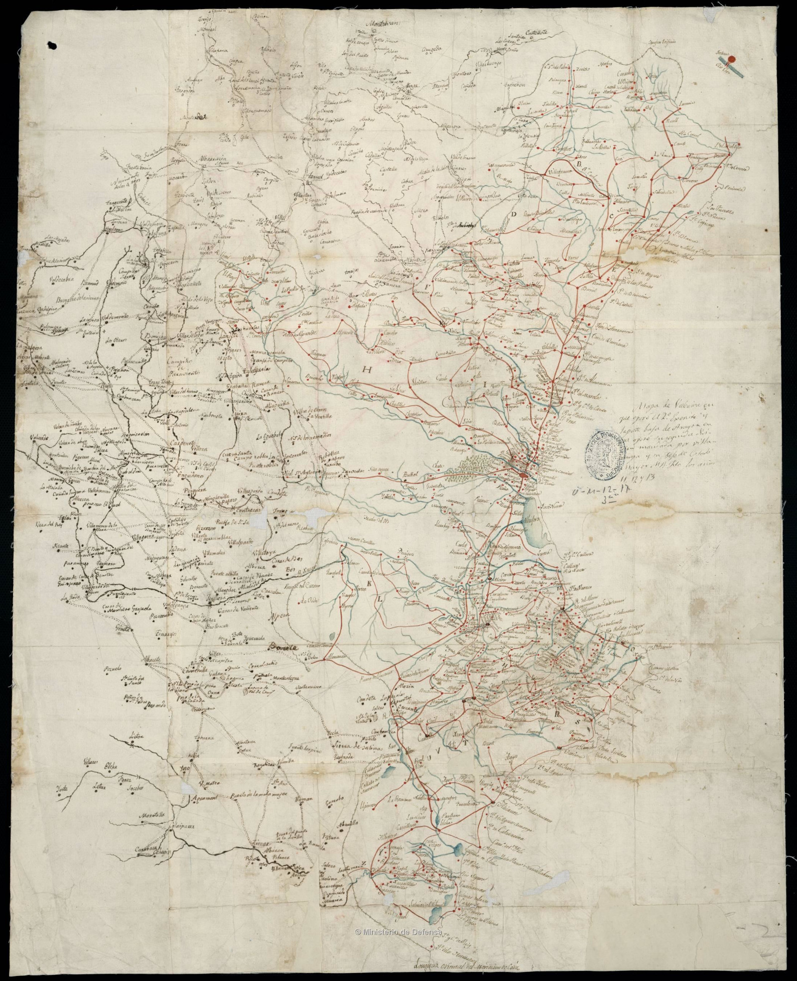 Mapa utilizado en la Guerra de la Independencia por el Capitan General Pedro Villacampa Maza